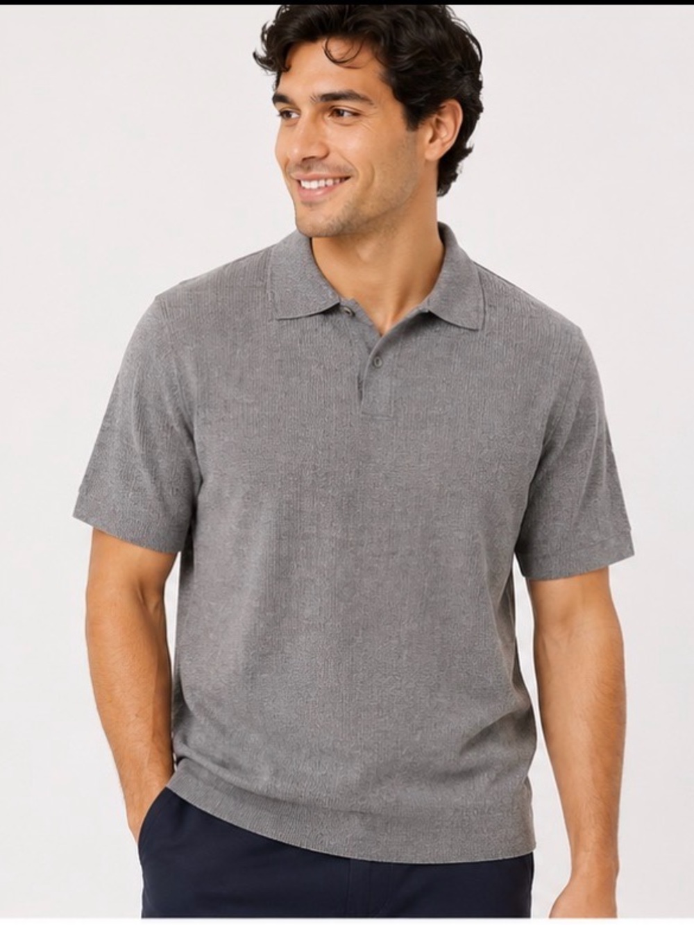 Andrew Marc Men's Heather Gray Short-Sleeve Polo